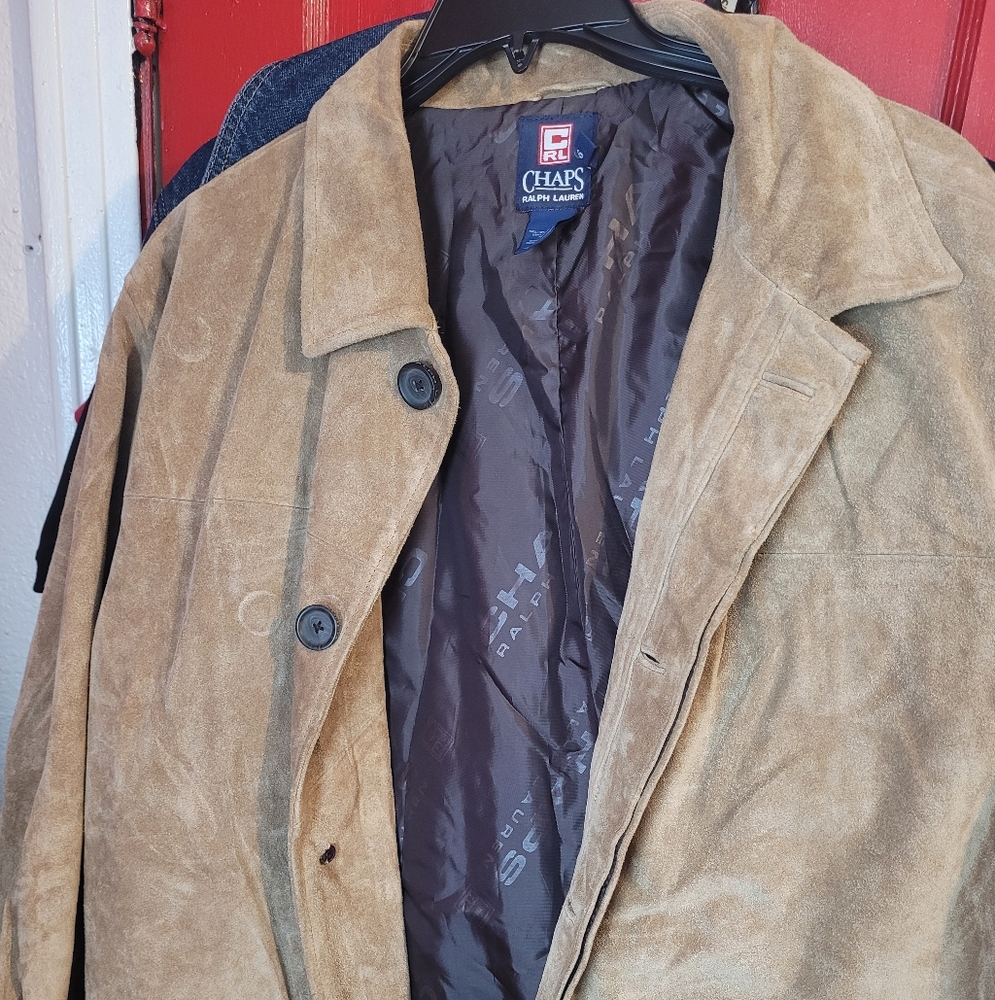 Chaps Men's Light Brown Suede Trench Coat